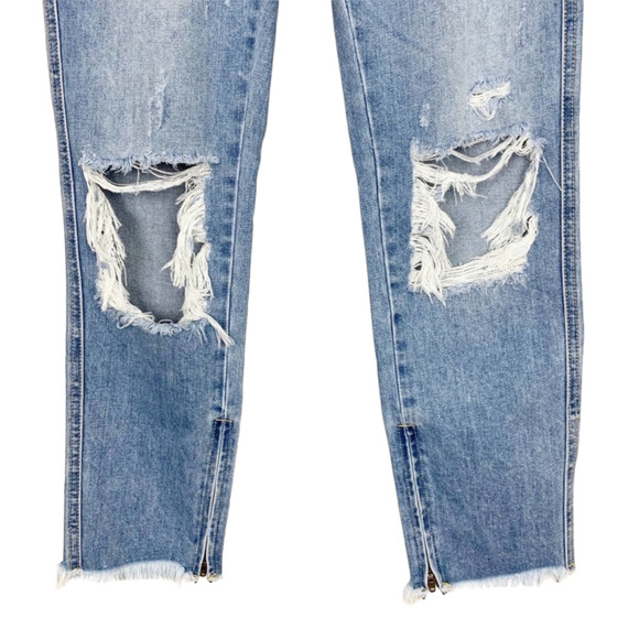 One Teaspoon Freebirds Jeans 26 Extreme Distressed Light Wash Skinny Ankle Jeans - Picture 3 of 6